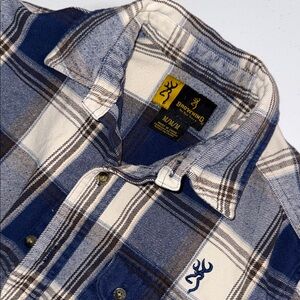 Browning Navy and Cream Plaid Shirt Medium